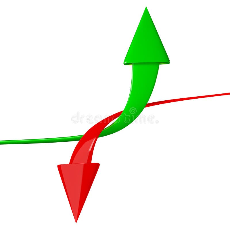 Up and Down red and green Arrows isolated on white background. Up down arrows isolated illustrations