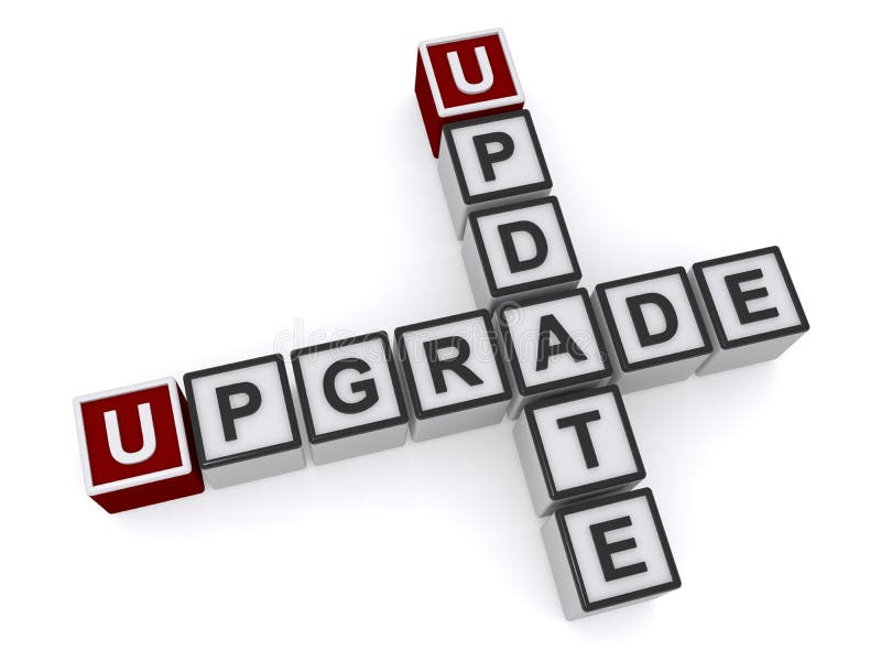 Upgrade update word cubes stock illustration