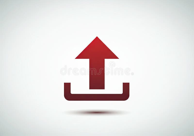 Dark red upload arrow icon, cloud background, file upload symbol. Upload arrow icon in red with cloud design symbolizing online data sharing and digital file transfer
