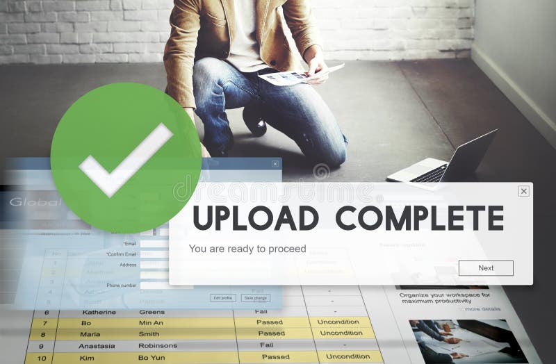 Upload Complete Data Uploading Submit Technology Concept