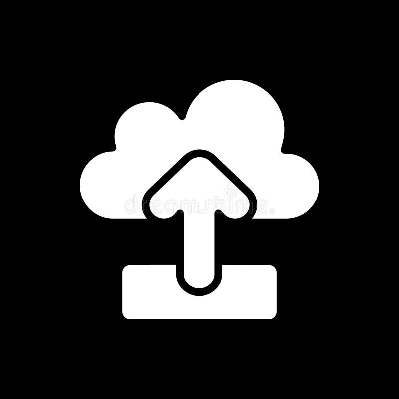 Upload dark mode glyph icon vector illustration