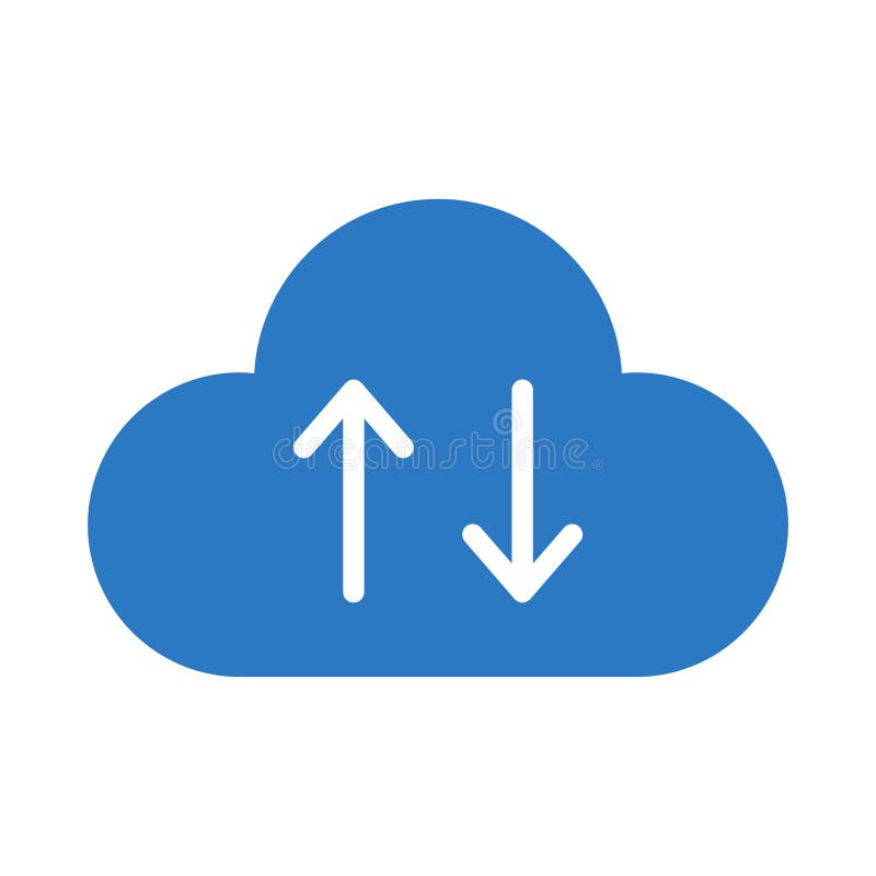 Upload download cloud glyphs color vector icon stock illustration