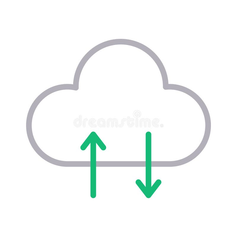 Upload download cloud thin line color vector icon vector illustration Upload download cloud thin line color vector icon vector illustration