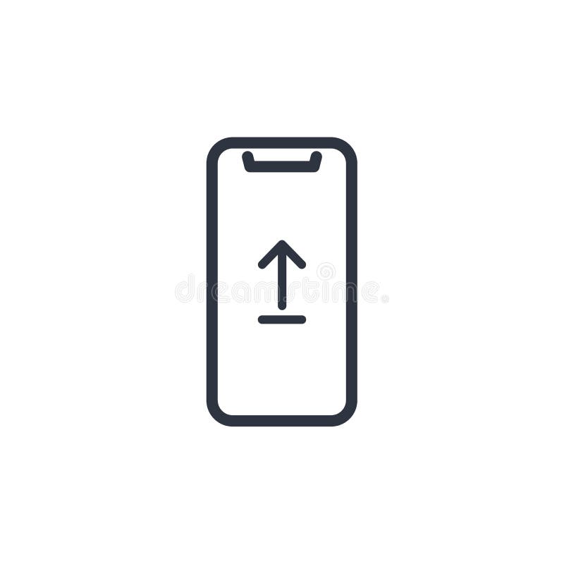 Upload icon on screen phone. flat outline vector illustration vector illustration