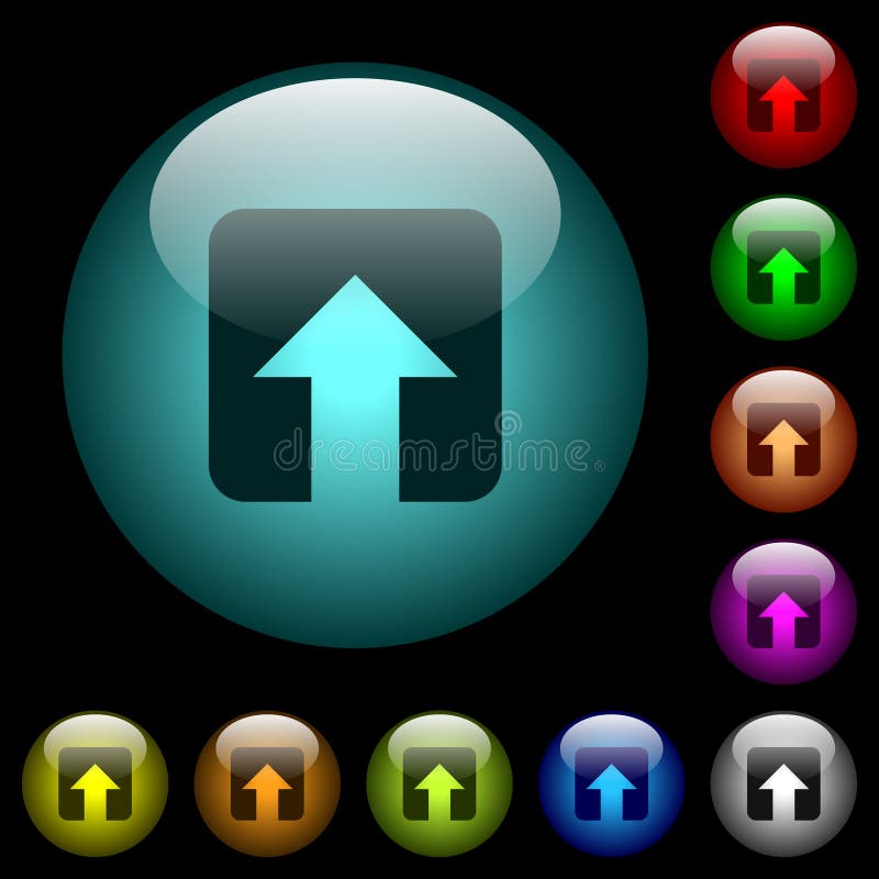 Upload icons in color illuminated glass buttons royalty free illustration