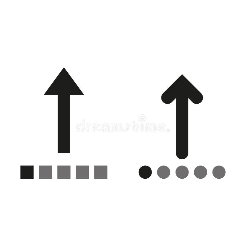Upload icons set. Simple black arrows. Dotted and square patterns. Minimalist vector design. royalty free illustration