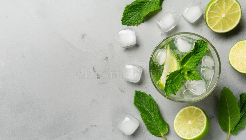 Uppdatera sommarmojito med kalk&mint stock illustrationer