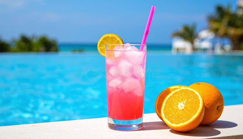 Uppdaterar sommardrink. med apelsiner vektor illustrationer