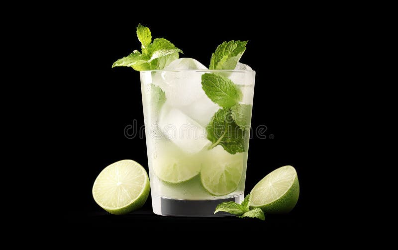 Uppdatering av Lime Mint Cocktail med iskuber royaltyfri illustrationer