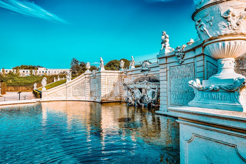 Upper Belvedere.Beautiful Fountains in Complex Belvedere.Vienna