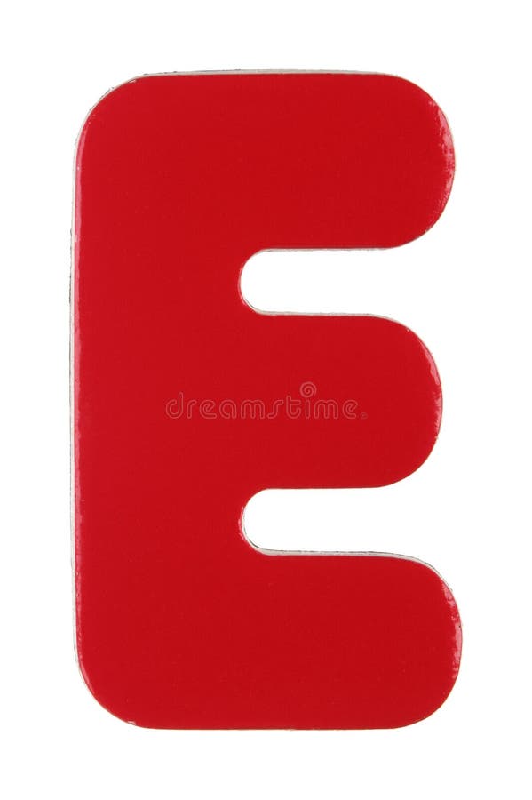 Upper case E magnetic letter on white with clipping path stock image