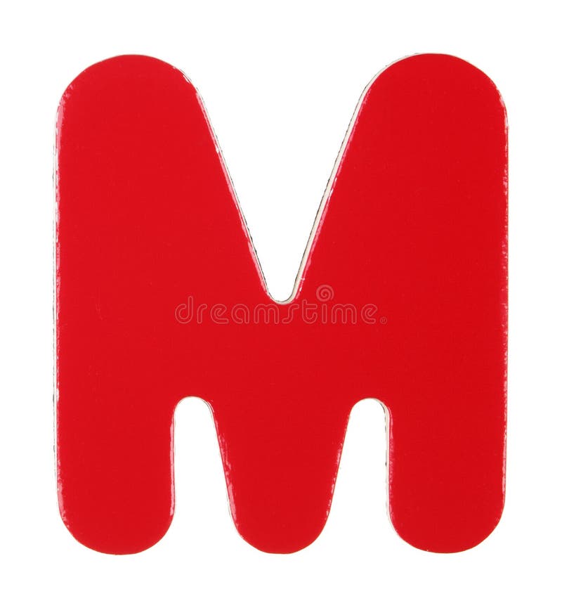 Upper case M magnetic letter on white with clipping path stock photo