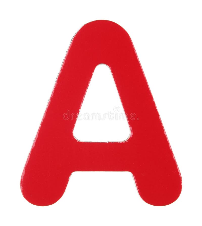 Upper case A magnetic letter on white with clipping path royalty free stock photo