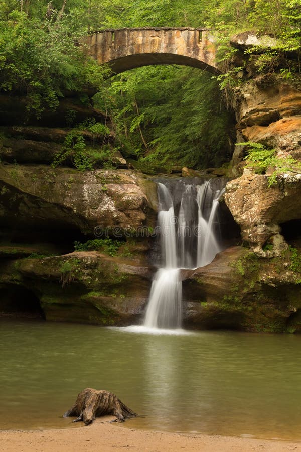 Beautiful Upper Falls at Old Man S Cave, Hocking Hills State Park, Ohio. Stock Image Image of