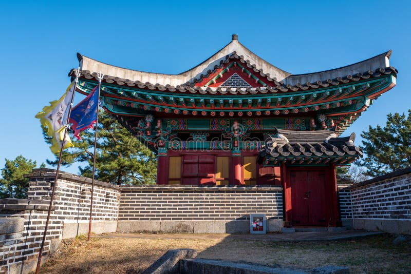 Upper pavilion on the gate of the Gwangseongbo Fortress, part of the Gwangseongbo Fort,Ganghwa, South Korea royalty free stock photo Upper pavilion on the gate of the Gwangseongbo Fortress, part of the Gwangseongbo Fort,Ganghwa, South Korea royalty free stock photo