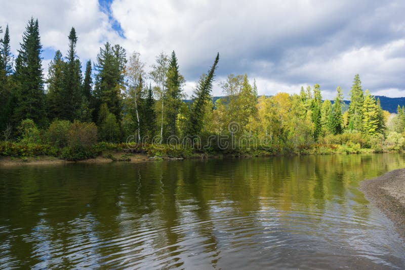 Autumn In The Upper Reaches Of River In Mountains Stock Photo Image