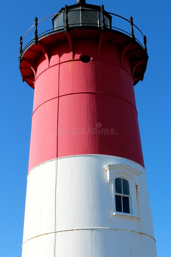Upper Section of Red and White Lighthouse, One of the Most Photographed