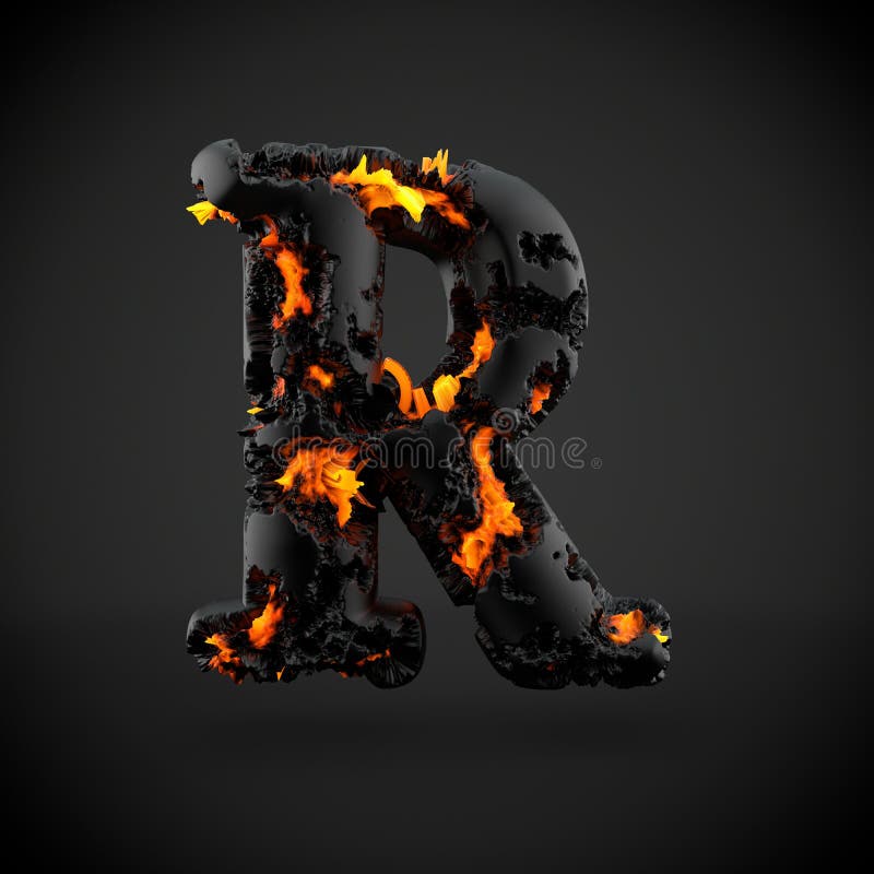 Fogo número 7, sete chamas ardentes fonte de queimadura ardente brilhante  na ilustração 3d de fundo preto