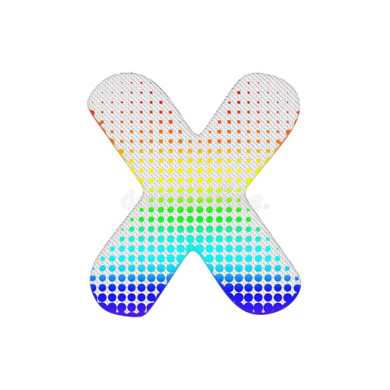 Uppercase письма x алфавита Шрифт полутонового изображения радуги сделанный текстуры хлопка 3d представляют изолировано на белой бесплатная иллюстрация Uppercase письма x алфавита Шрифт полутонового изображения радуги сделанный текстуры хлопка 3d представляют изолировано на белой бесплатная иллюстрация