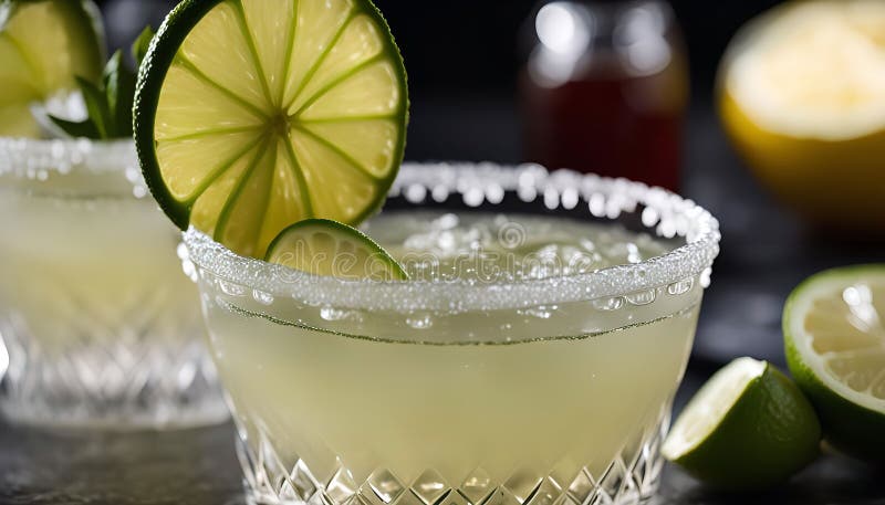 Uppfriskande kalkcocktail med sockerfälg stock illustrationer