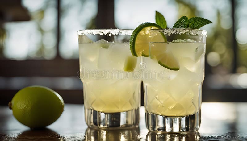 Uppfriskande limecocktails stock illustrationer