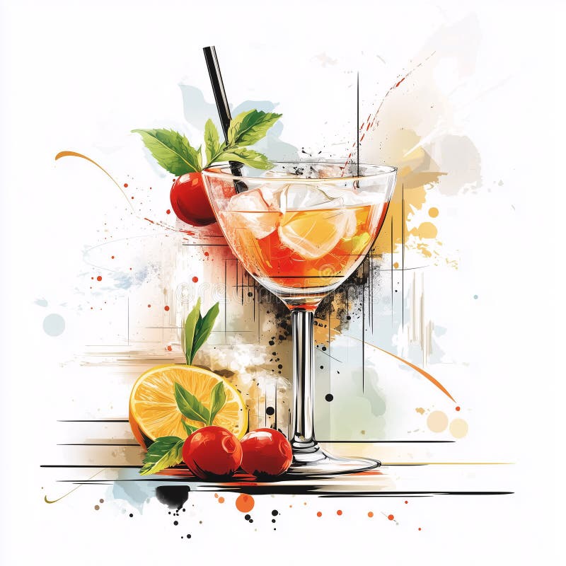 Uppfriskande sommarcocktail på bar royaltyfri illustrationer