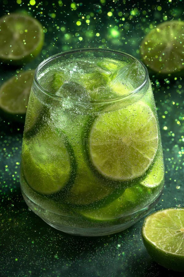 Uppfräschning av kalkdryck med is i ett glas vektor illustrationer
