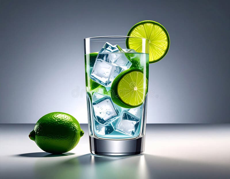 Uppfräschning av Lime Cocktail i ett glas med is stock illustrationer
