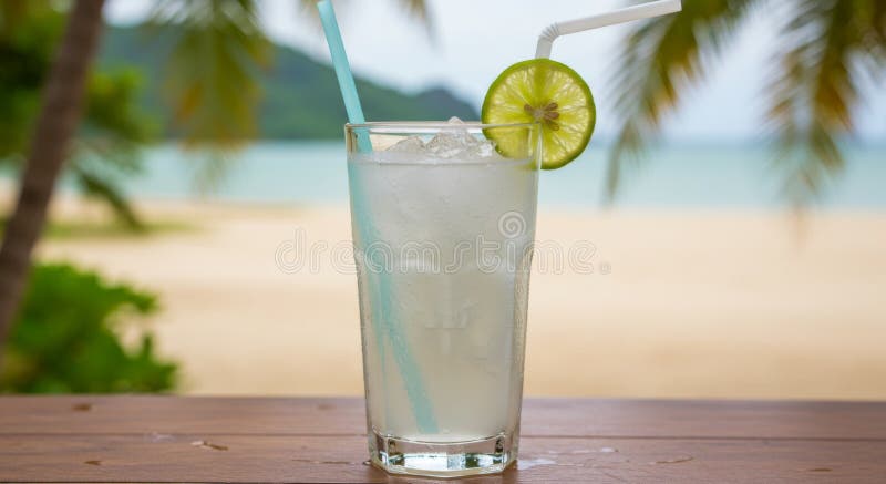 Uppfräschning av Lime Cocktail på Tropical Beach royaltyfri illustrationer