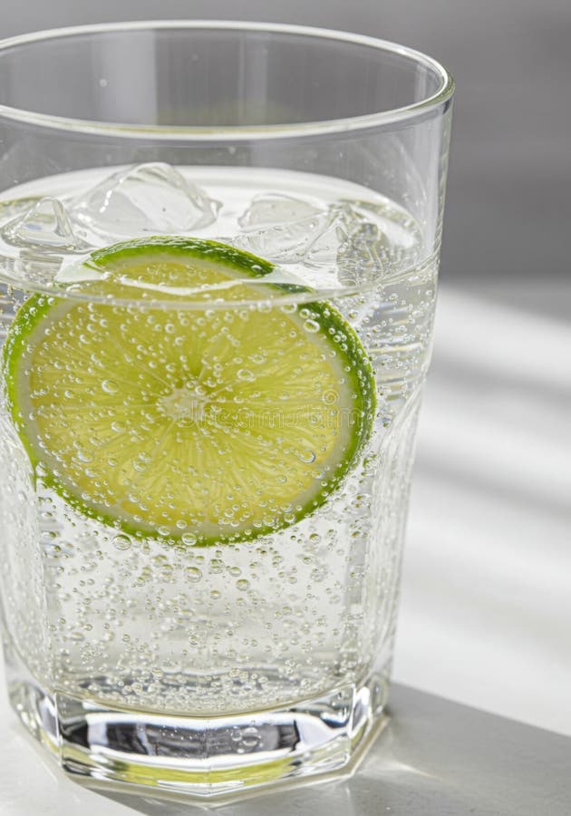 Uppfräschning av limmat mousserande vatten i glas stock illustrationer