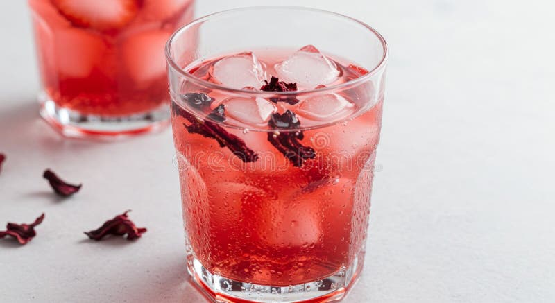 Uppfräschning av röd Hibiscus i form av torka i glas vektor illustrationer