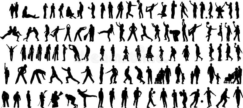 People in action vector silhouette collection. People in action vector silhouette collection