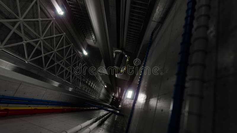 Inside Elevator Shaft. Lift Top View Stock Image - Image of built ...