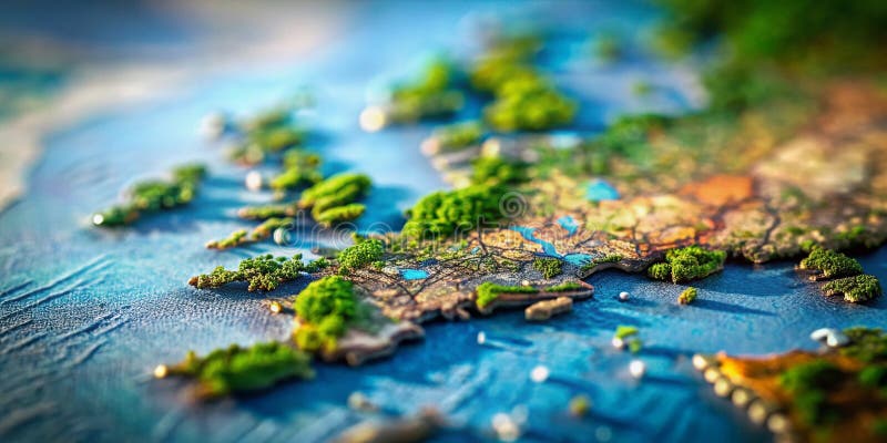 Upplys 'Miniature Topography of Great Britain A Detailed TiltShift Grey Scale Map' stock illustrationer