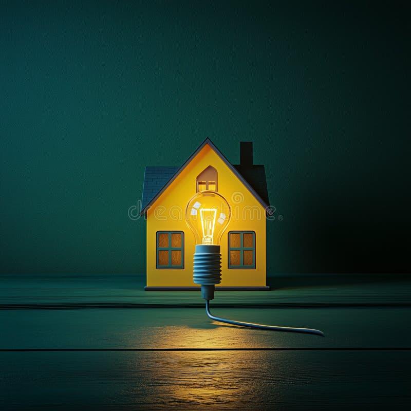Upplysande energieffektivitet i hemmet : en ljus idé royaltyfri illustrationer