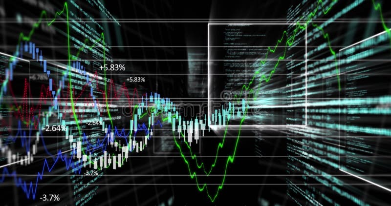 Upplysningar om trender på finansmarknaden, digitala diagram och ekvationer för analys vektor illustrationer