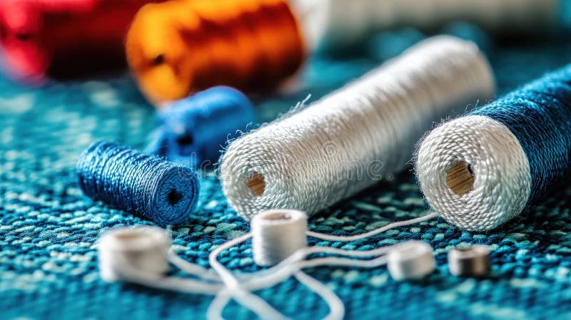 Upplösning av färgstarka broderliknande trådar arkivfoto
