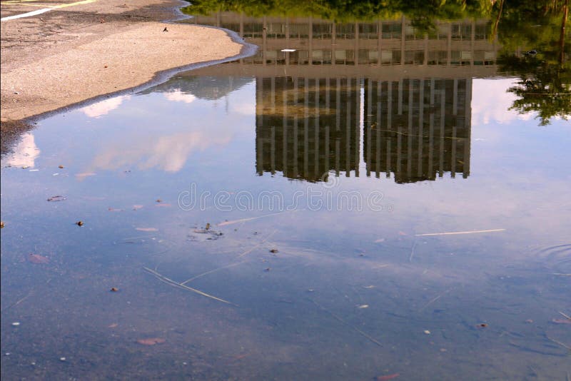 Uppochnervänt - reflexion av stadsbyggnader arkivbilder Uppochnervänt - reflexion av stadsbyggnader arkivbilder