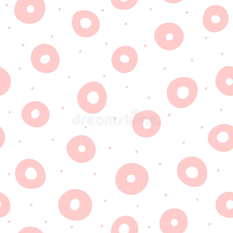 Upprepa rosa färgcirklar och rundaprickar på vit bakgrund Gullig geometrisk sömlös modell som dras av handen stock illustrationer Upprepa rosa färgcirklar och rundaprickar på vit bakgrund Gullig geometrisk sömlös modell som dras av handen stock illustrationer
