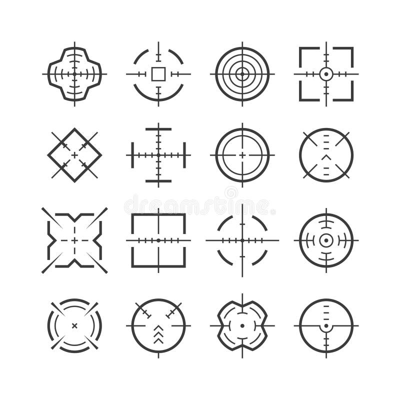 Uppsätta som mål att sikta Bullseye för avsikt för markör för vapen för krig för exakthet för mitt för sikt för fokus royaltyfri illustrationer Uppsätta som mål att sikta Bullseye för avsikt för markör för vapen för krig för exakthet för mitt för sikt för fokus royaltyfri illustrationer