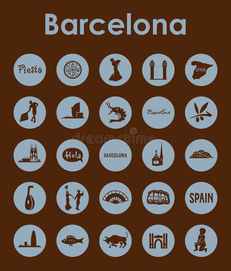 Uppsättning av Barcelona enkla symboler