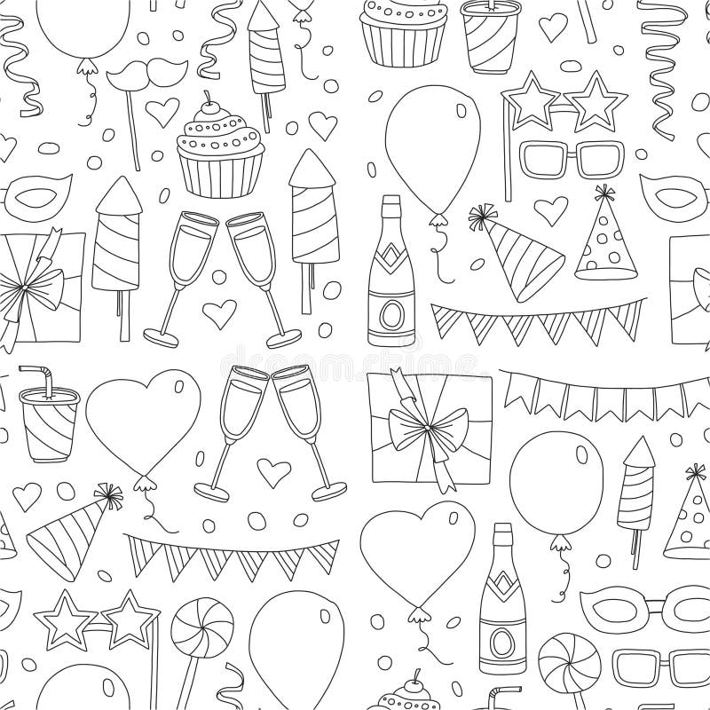 Uppsättning av beståndsdelar för design för födelsedagparti behandla som ett barn sonen för modern för ungar för farmodern för fa royaltyfri illustrationer Uppsättning av beståndsdelar för design för födelsedagparti behandla som ett barn sonen för modern för ungar för farmodern för fa royaltyfri illustrationer