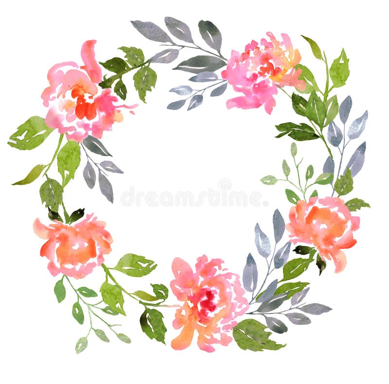 Uppsättning av blom- sammansättning för vattenfärg stock illustrationer Uppsättning av blom- sammansättning för vattenfärg stock illustrationer