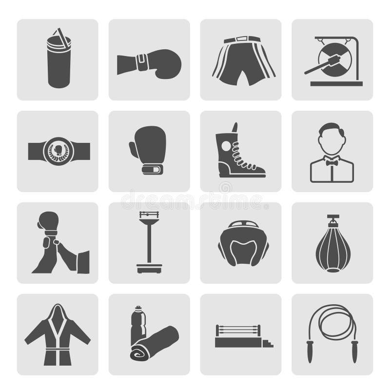 Uppsättning av boxningsymboler vektor illustrationer Uppsättning av boxningsymboler vektor illustrationer