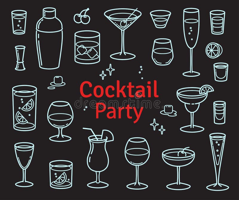 Uppsättning av coctail- och alkoholdrinkvektorn royaltyfri illustrationer Uppsättning av coctail- och alkoholdrinkvektorn royaltyfri illustrationer