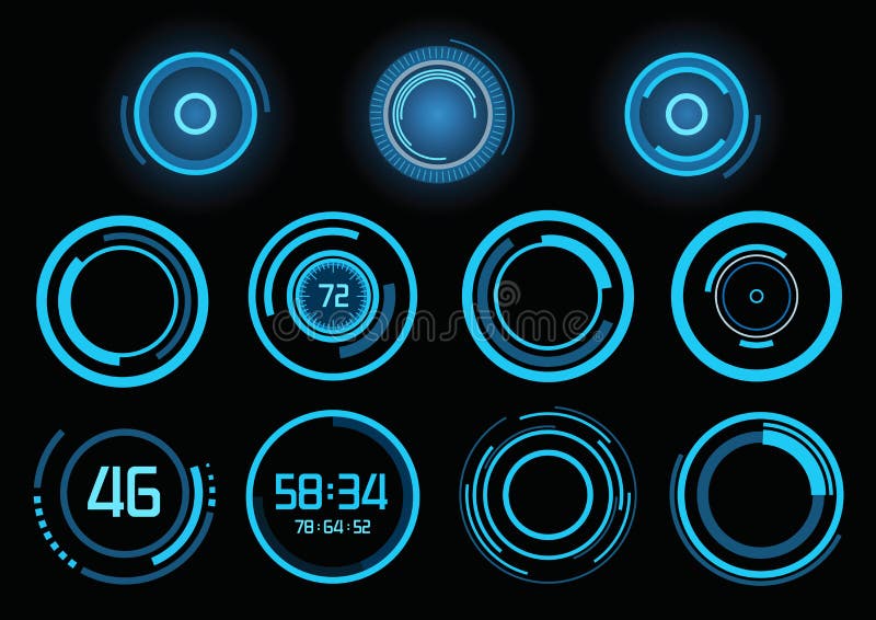 Uppsättning av futuristisk blå infographics vektor illustrationer