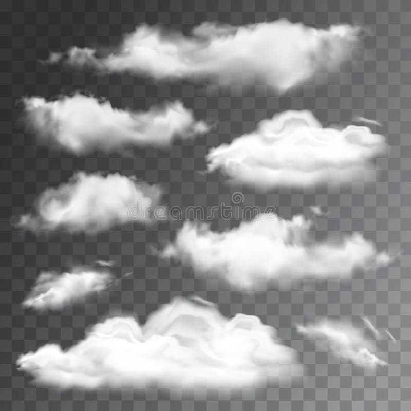 Uppsättning av genomskinliga realistiska moln också vektor för coreldrawillustration