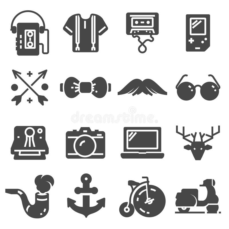 Uppsättning av hipstersymbolsuppsättningen royaltyfri illustrationer Uppsättning av hipstersymbolsuppsättningen royaltyfri illustrationer