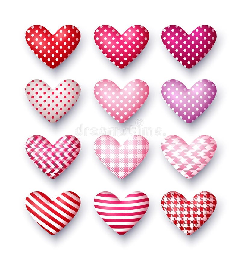 Uppsättning av hjärtor för vektor 3d för dag för valentin` s royaltyfri illustrationer Uppsättning av hjärtor för vektor 3d för dag för valentin` s royaltyfri illustrationer