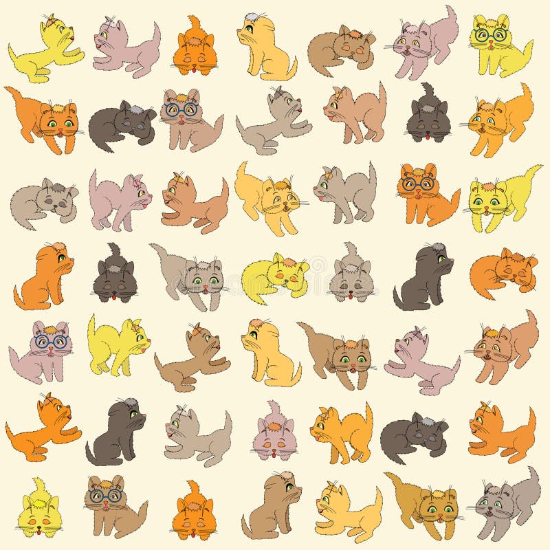 Uppsättning av kattungar. Redigerbar vektorillustration vektor illustrationer Uppsättning av kattungar. Redigerbar vektorillustration vektor illustrationer
